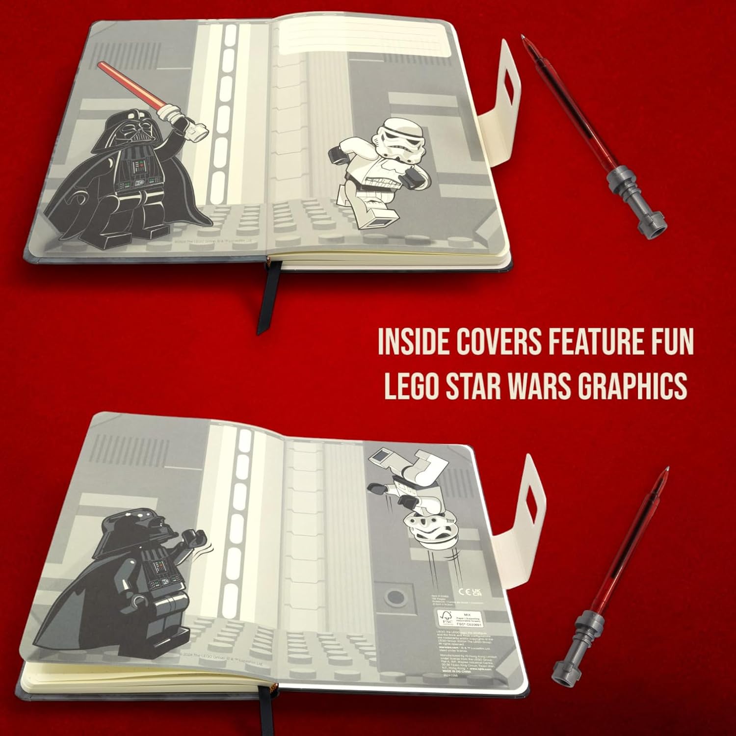 IQ LEGO Star Wars Dotted Notebook with Lightsaber Gel Pen - Darth Vader (53492), Hardcover, Dotted