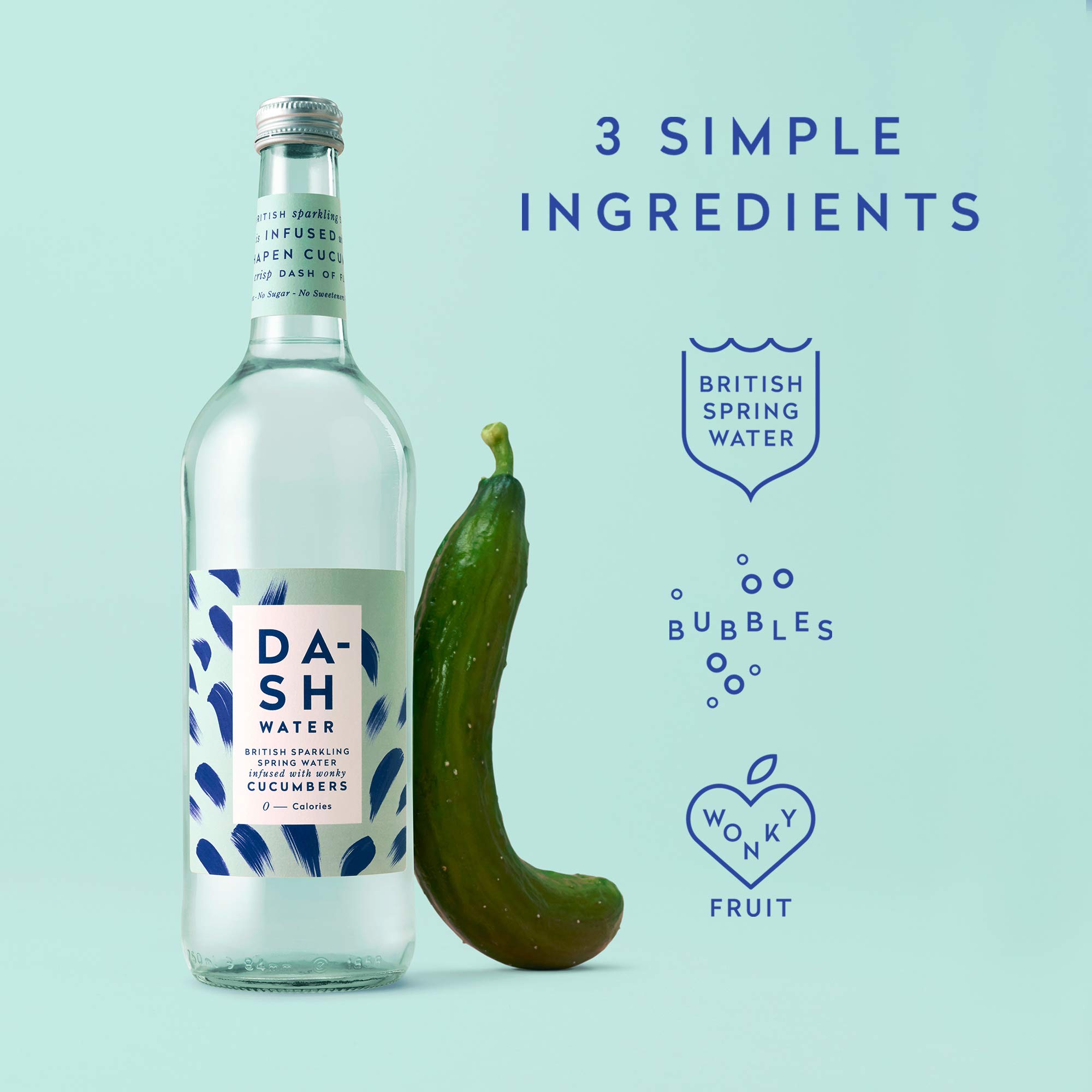 Dash Water Cucumber 6 x Flavoured Sparkling Spring Water NO Sugar