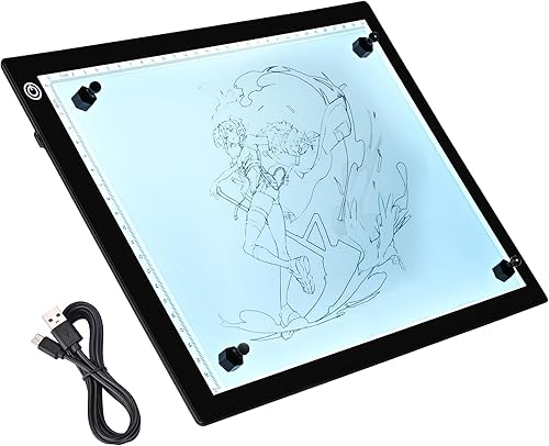 Miniatura 10 de Yescom Almohadilla de luz portátil A2 de 25 x 19 pulgadas, caja de luz LED para trazar pintura de diamantes, tablero de dibujo, tablero de dibujo