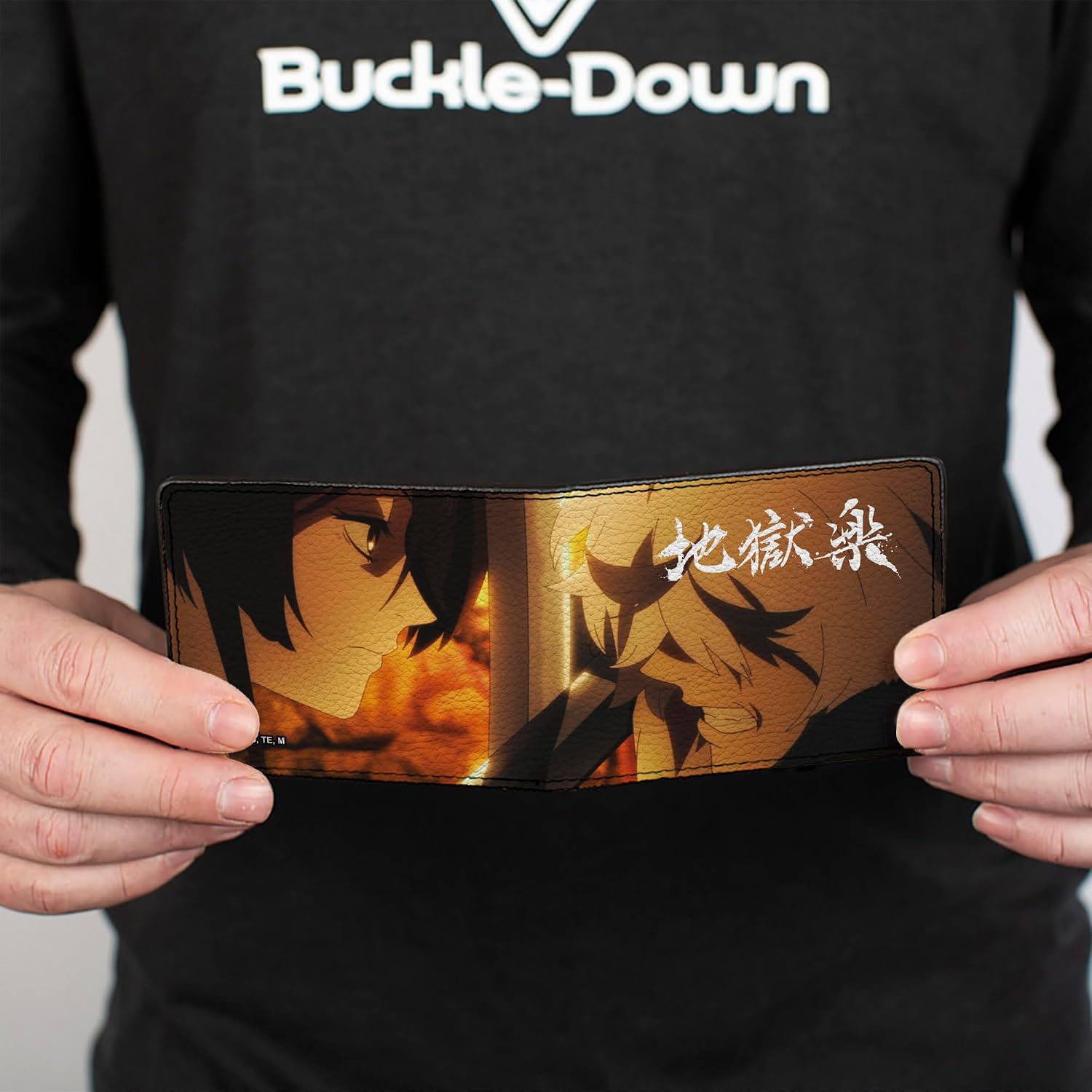 Buckle-Down Hell's Paradise Wallet, Bifold, Hell'S Paradise Yamada Vs Gabimaru Scene and Title Logo, Vegan Leather