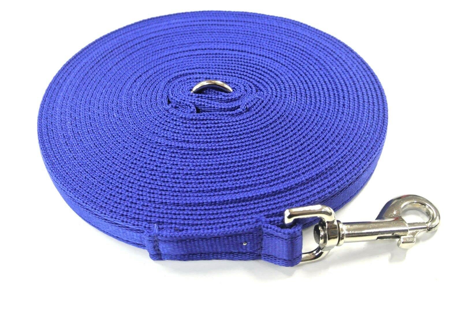 20ft Dog Training Lead 6 Metre Leash Horse Lunge Line Tracking Recall Obedience In Cushion Webbing (Royal Blue, 20mm)
