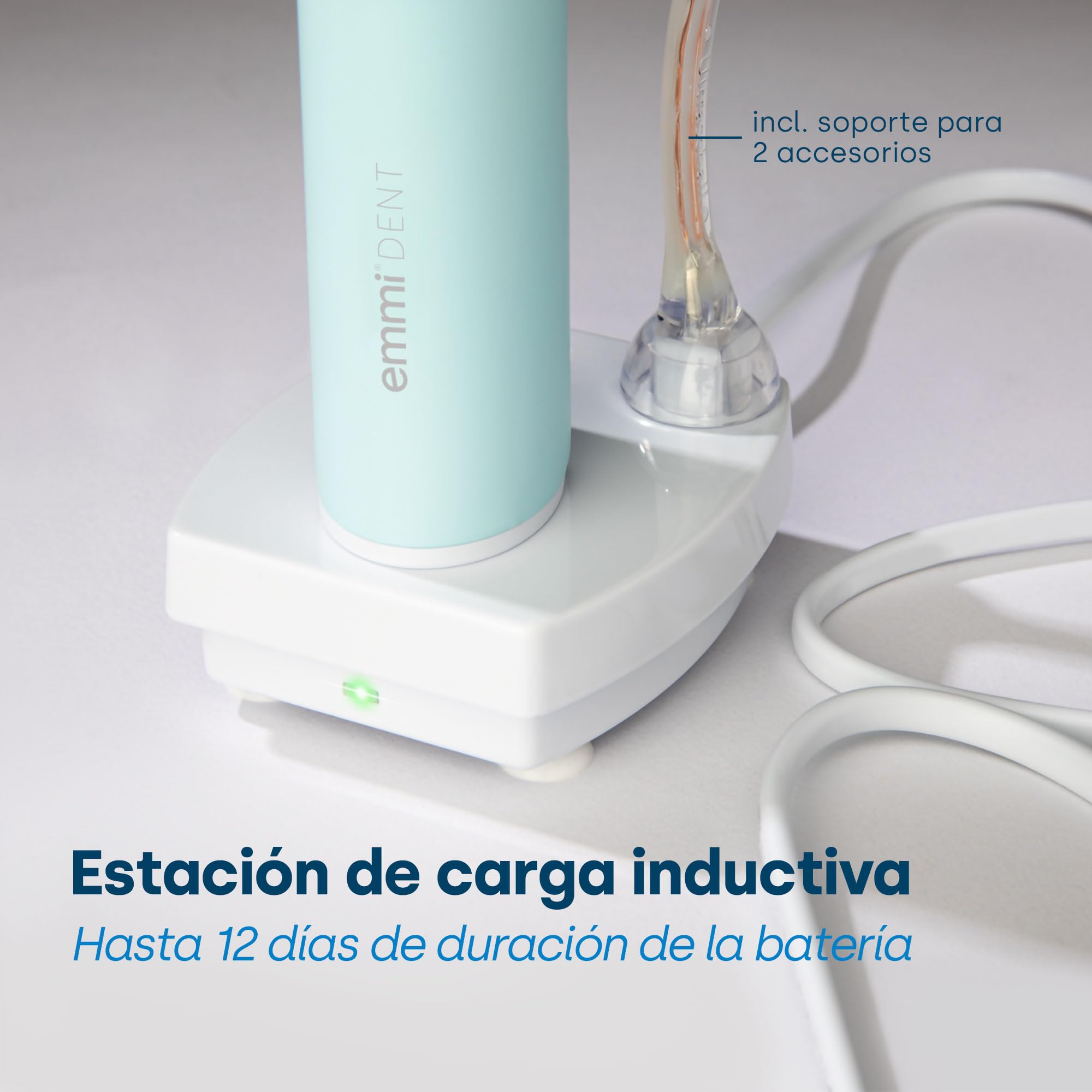 emmi®-dent Metallic Cepillo de Dientes Eléctrico Ultrasónico (Set Básico Azul Pastel) I Ideal para Dientes y Encías Sensibles I Cepillado Óptimo sin Frotar I Hasta 12 Días de Batería