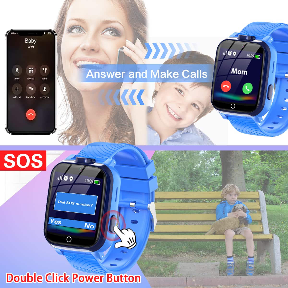 DDIOYIUR Bambini Smartwatch, Orologio Intelligente per Bambini Touch Screen con musicale,registratore,SOS,gioco,doppia fotocamera,chiamata,sveglia,calendario, Ragazzi e Ragazze Regalo per Studenti