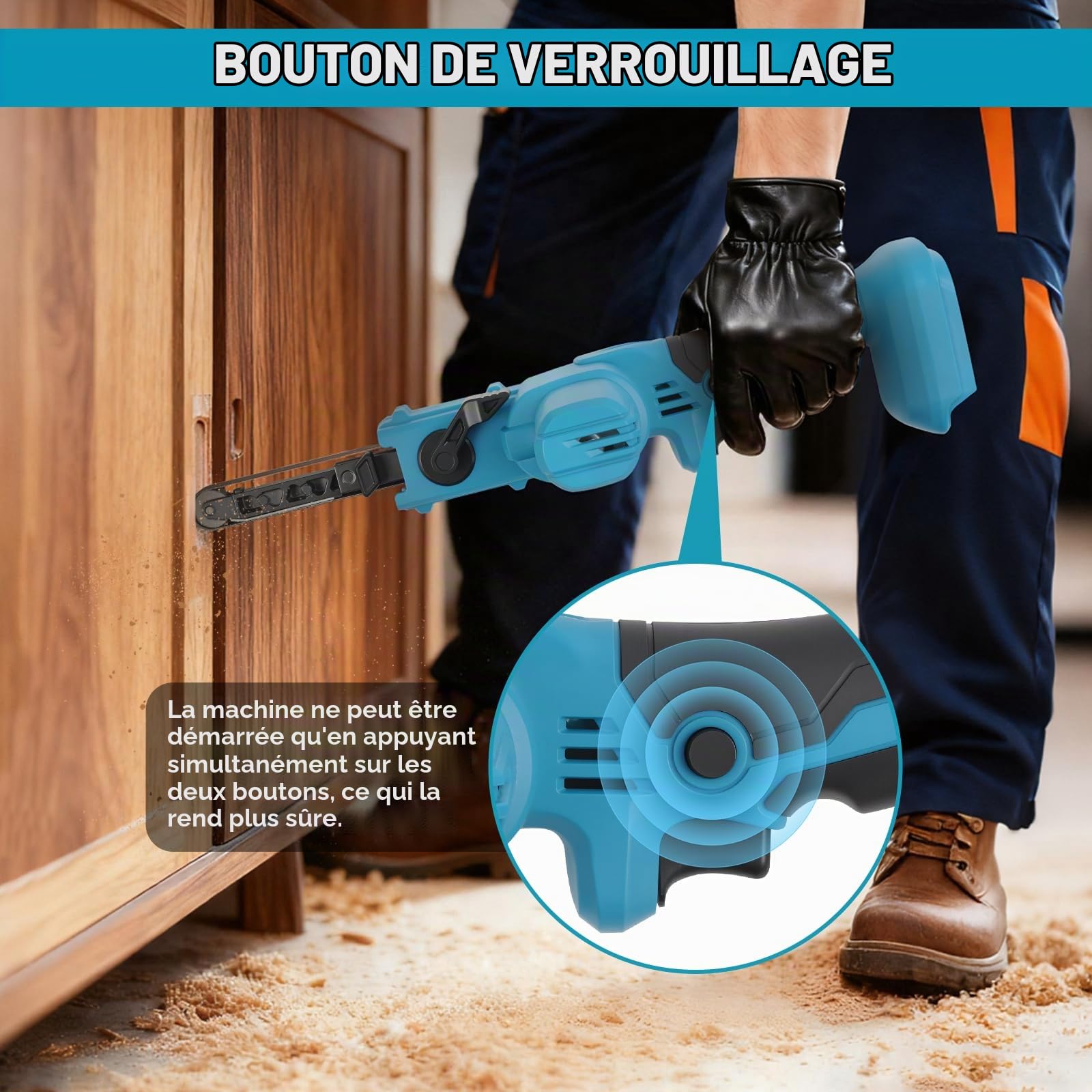 Ponceuse à bande sans fil pour batterie Makita 18 V (non incluse), 1,27 cm x 45,7 cm, 6 vitesses, mini ponceuse à bande sans balais, avec 10 bandes abrasives pour bois, métal, plastique