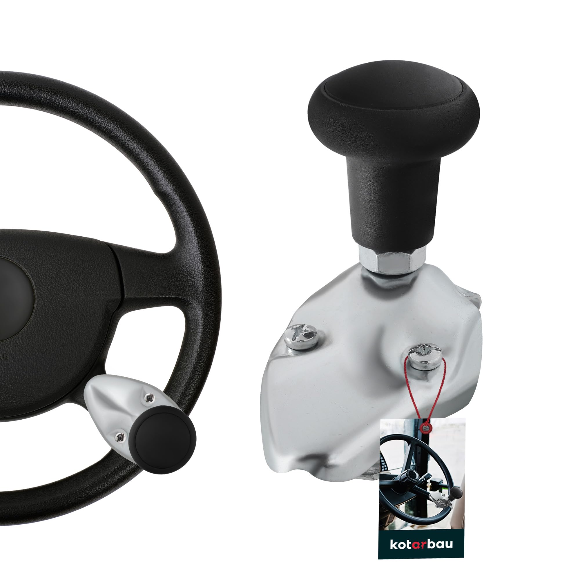 KOTARBAU® Lenkhilfe - 5 cm - Universal - Lenkradknauf für Traktor - ⌀ 4,7 cm - Lenkrad Knauf - Abnehmbar - Traktor Zubehör - Aluminium - Schwarz