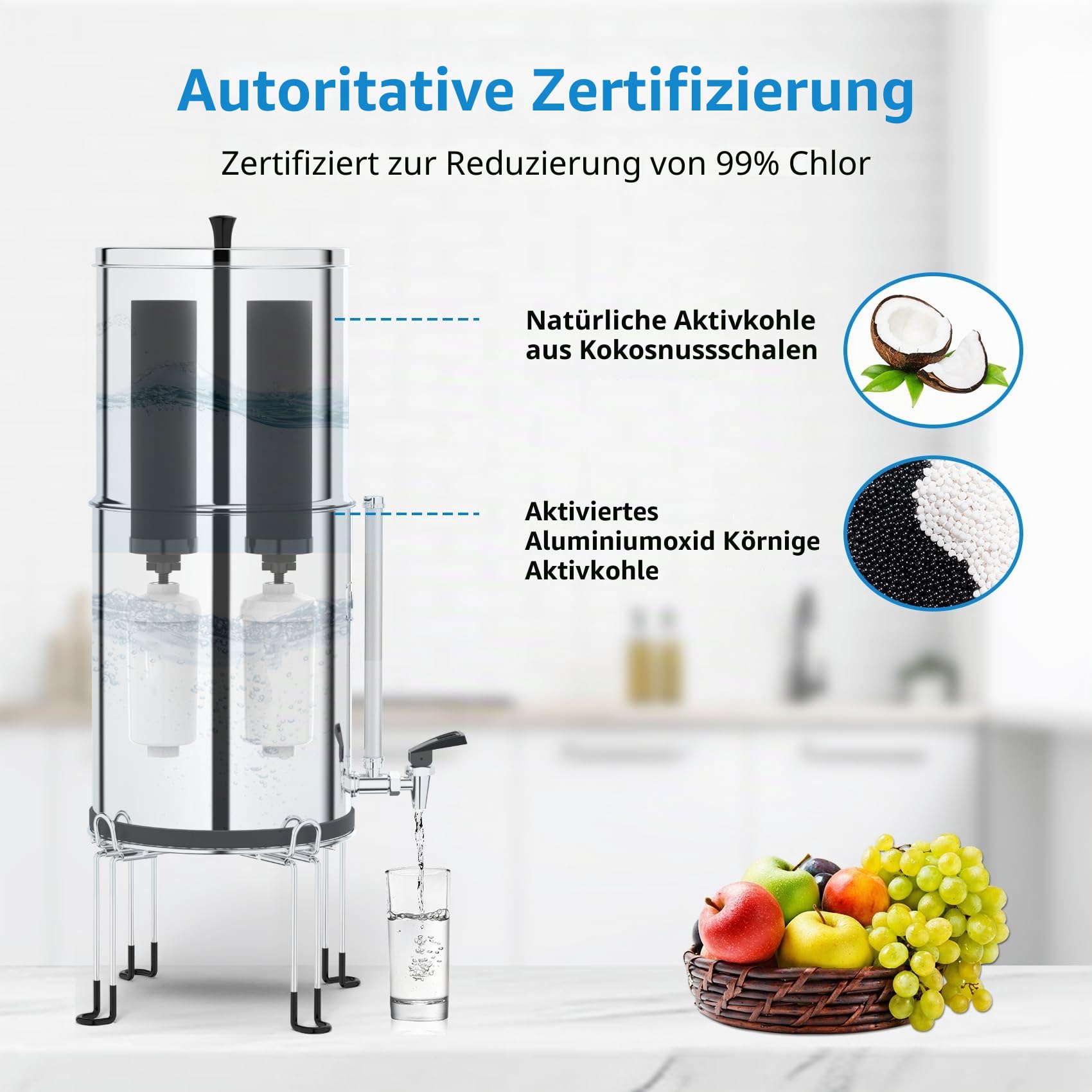 Gravity Wasserfilter Ersatz für Berkey, 2er-Pack, kompatibel mit Berkey Big, Travel, Royal, Imperial, Crown, Light Series, NSF 42