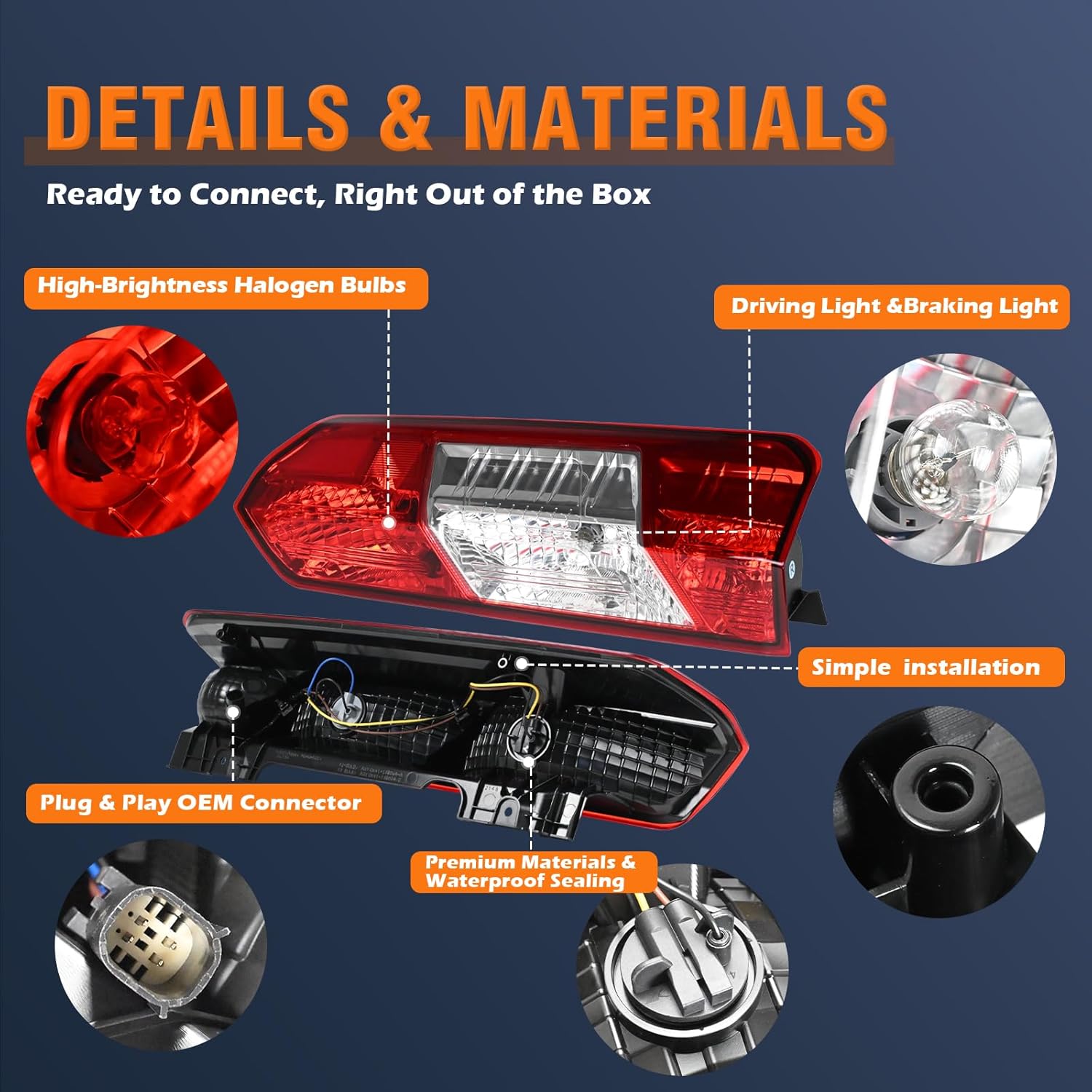 Right Passenger Side Tail Light Assembly Compatible With 2015-2025 Ford Transit 150 250 350 350HD Rear Lamp with Bulbs and Harness Replace OE# CK4Z13404K 166-02778R FO2801242C