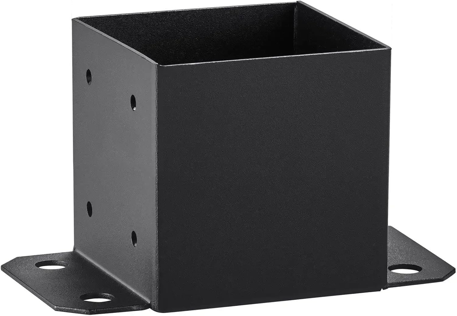 6x6 Post Base 4 Pcs, Inner Size 5.6"x5.6" Post Base Brackets, Heavy Duty Powder-Coated Post Anchor Matte Black Wood Post Bracket