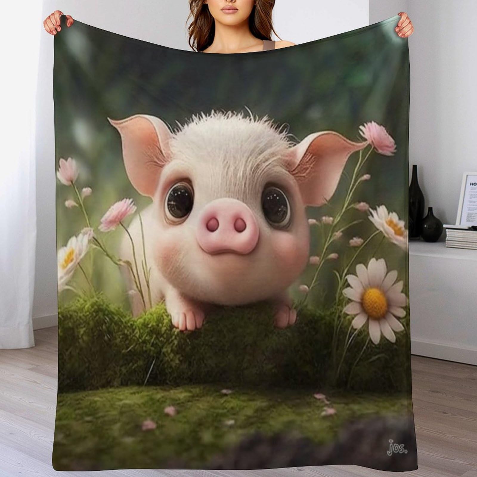 Couverture Cochon Mignon Plaid de Séjour Moelleux pour Soirées Canapé Confortables