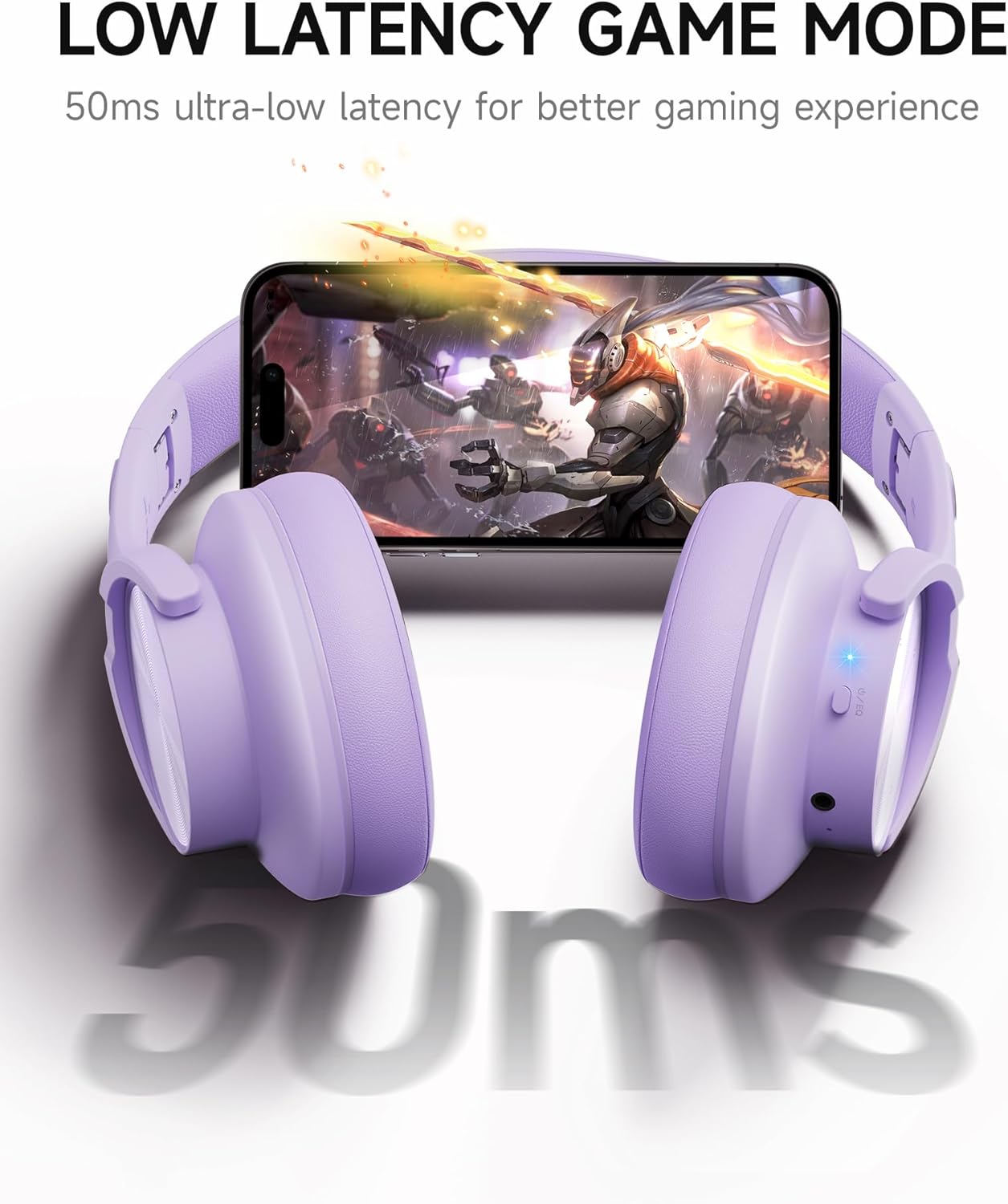 Picun B8 Headphones Wireless Bluetooth, 120H Bluetooth Headphone Over Ear with 3EQ Music Modes, Hands-Free Calls, Deep Bass Headphones for Travel Home Office Cellphone PC (Purple) - Image 8