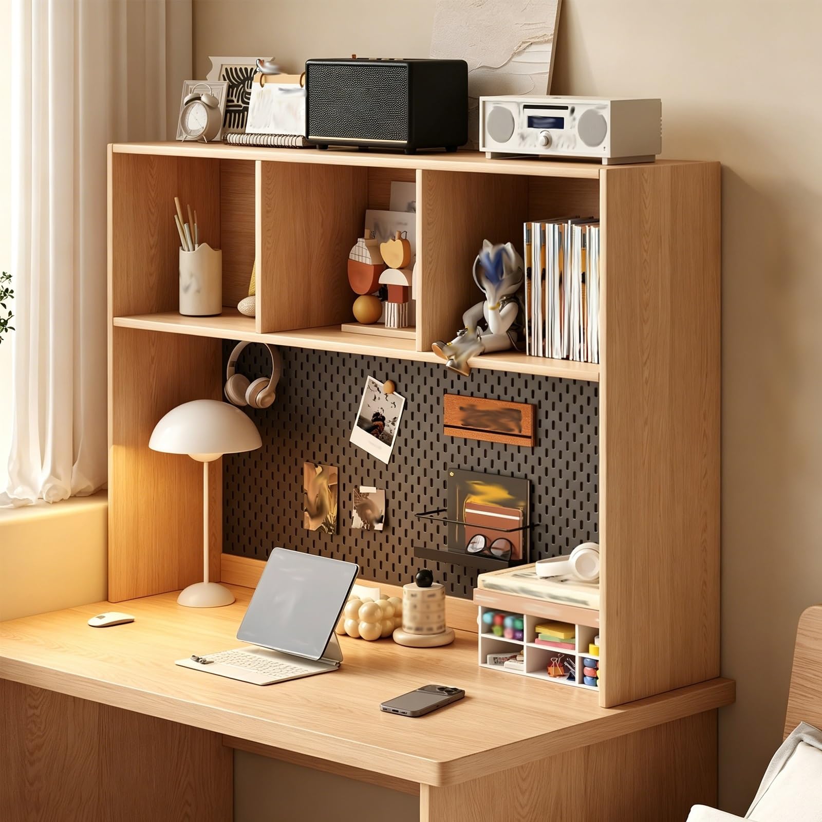 Escritorio de dormitorio Hh con tablero de clavijas para escritorio Sto Nizer para oficina en casa, estante multifuncional para plantas Boo y decoración