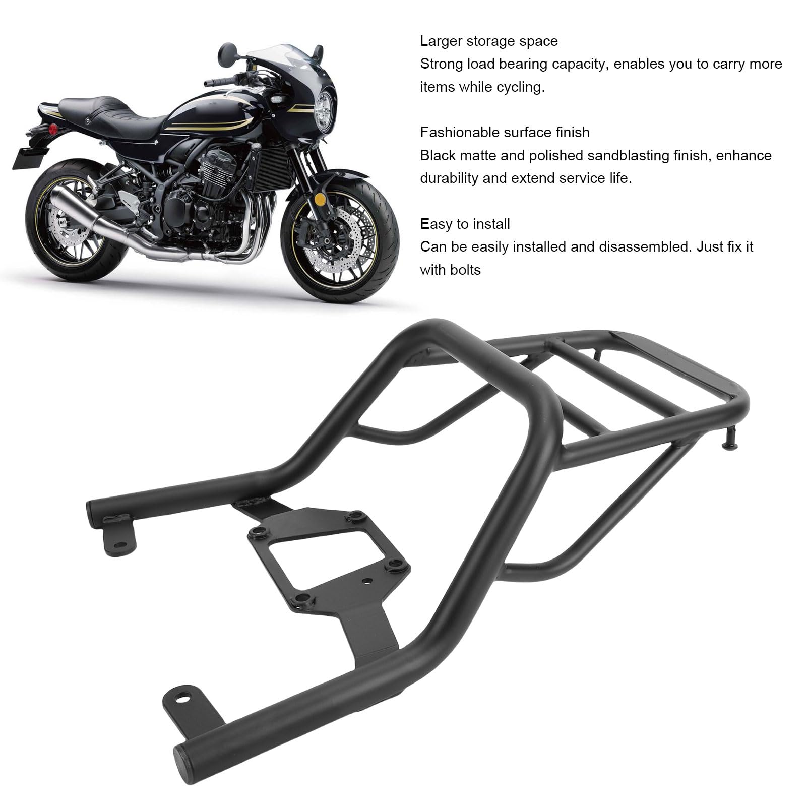 Ausla Porte-Bagages Arrière pour Moto, Support de Boîte à Casque et Porte-Bagages en Fer anodisé Résistant pour Z900 RS 2018-2024