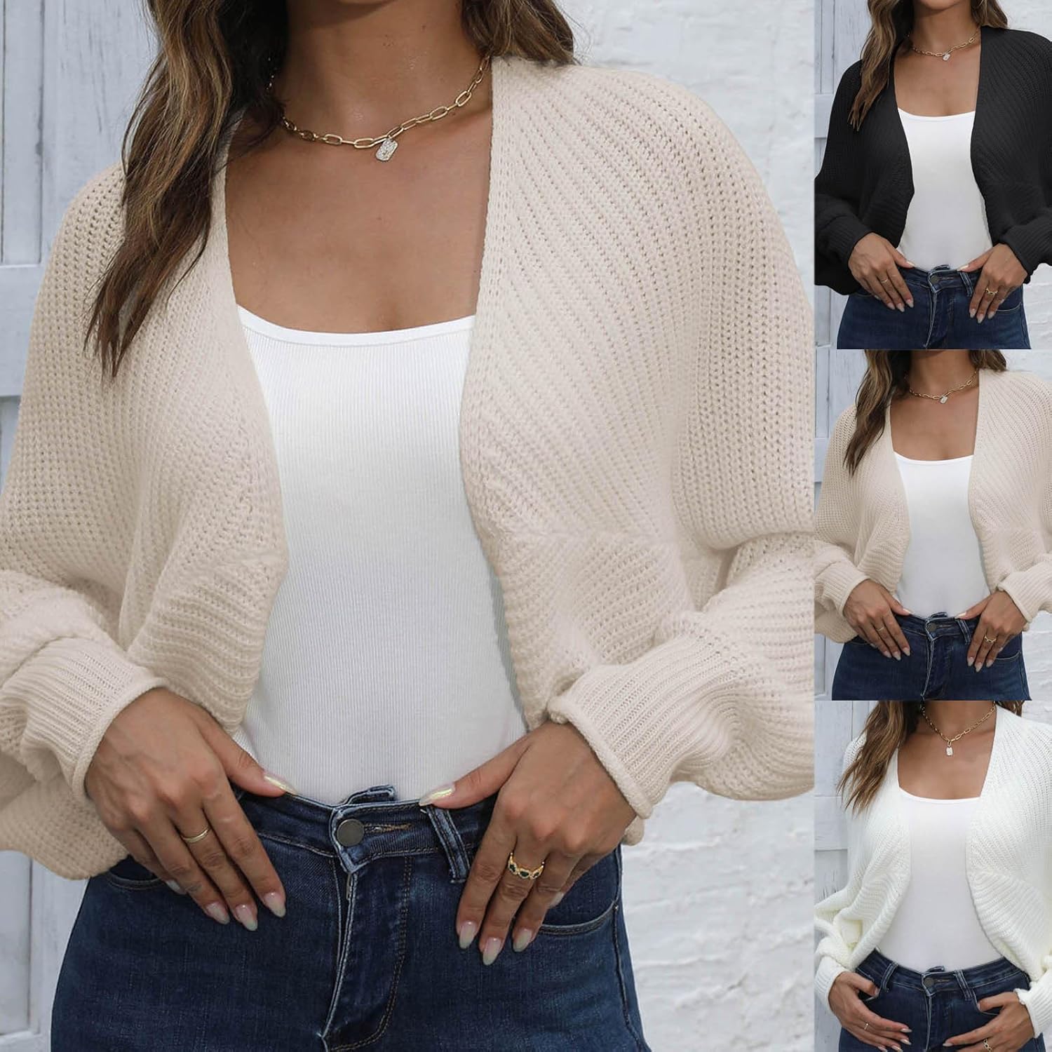 Damen Strickjacke Mit Fledermausärmeln | Warme Cardigan Für Herbst/Winter | Lockerer Casual Style