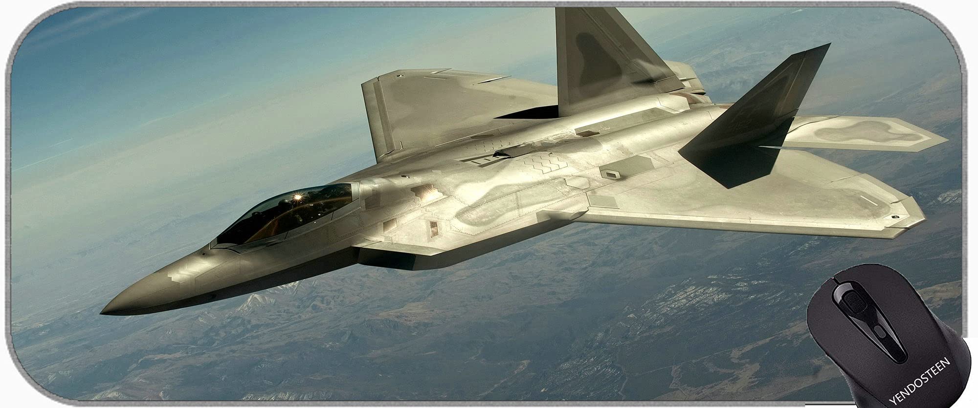 YENDOSTEENXXL Gaming Mouse Pad Large Desk Pads,an F 22 Fighter Jet Flies Mouse Pad with Stitched Edges