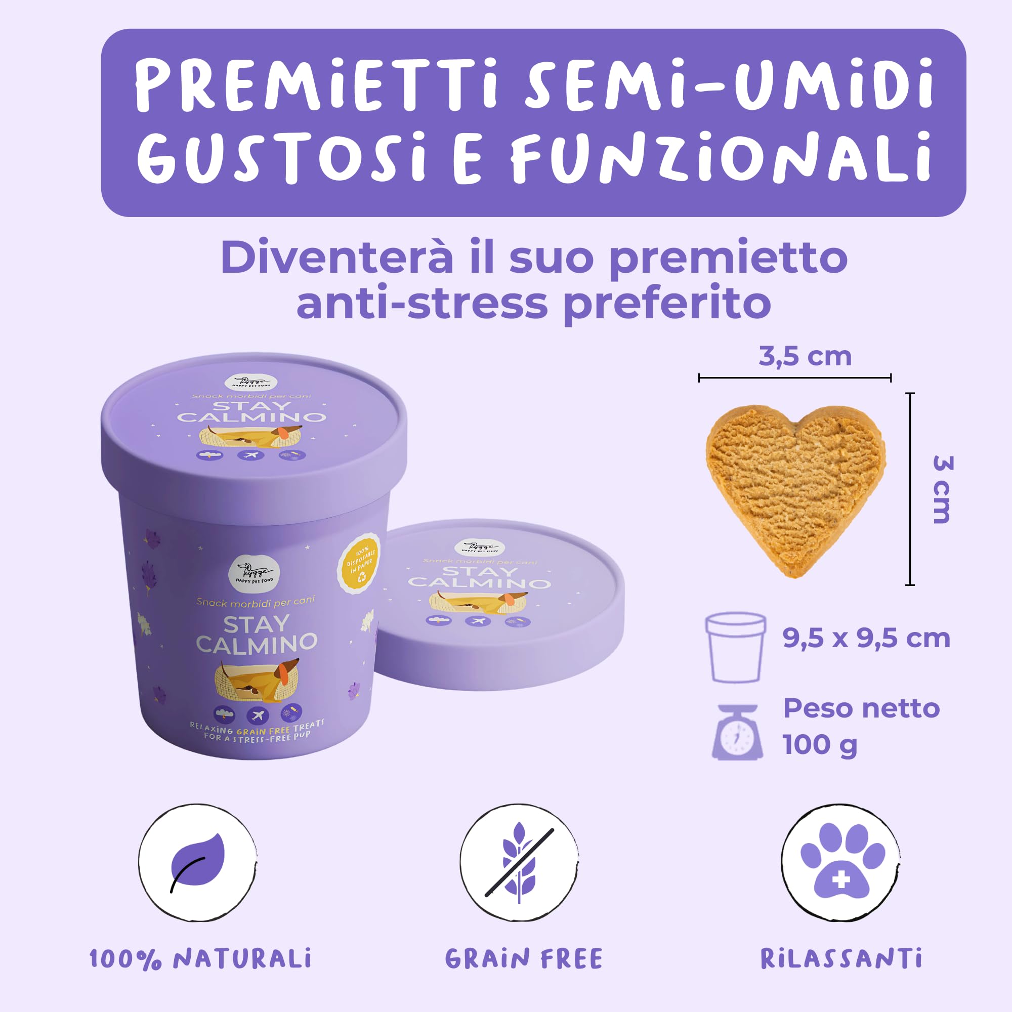 Hygge Dog Bundle Relax – Rutina calmante para perros apetecible | 2 galletas buenas noches, 2 x Stay Calmino, 2 x Topper Relax Complex | 100% natural, fabricado en Italia | Solución completa contra la