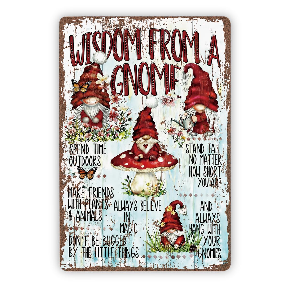 Funny Vintage Metal Tin Signs, Wisdom from A Gnome Advice Sign, Gift for Gnome Lover, Funny Wisdom Sayings, Coworker Gifts, Christmas Dwarf, Housewarming Gift A