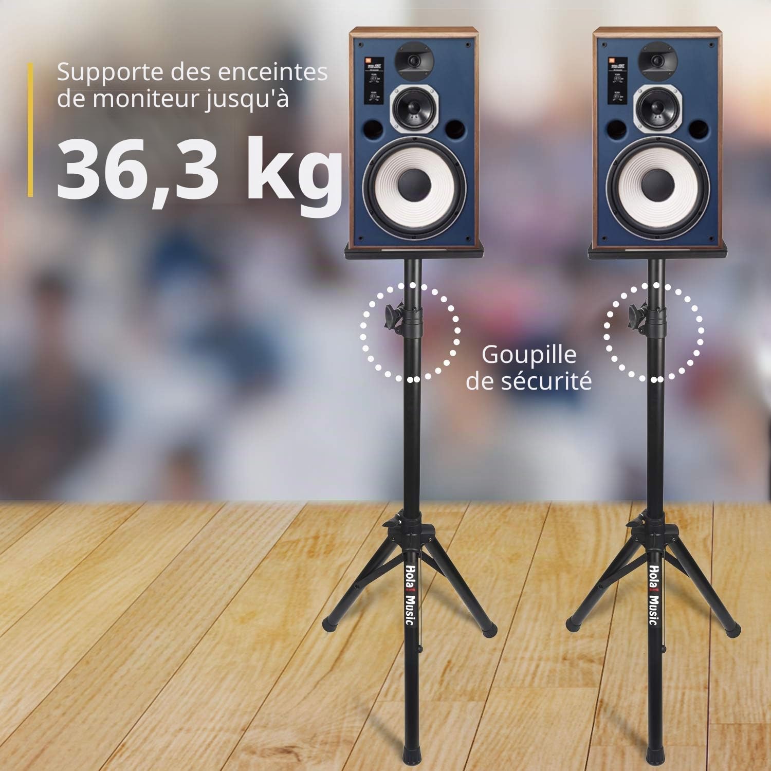 Paire de moniteur de studio Supports d'enceintes en coucou. la musique, trépied professionnel robuste Structure, hauteur réglable, modèle Hps-600ms