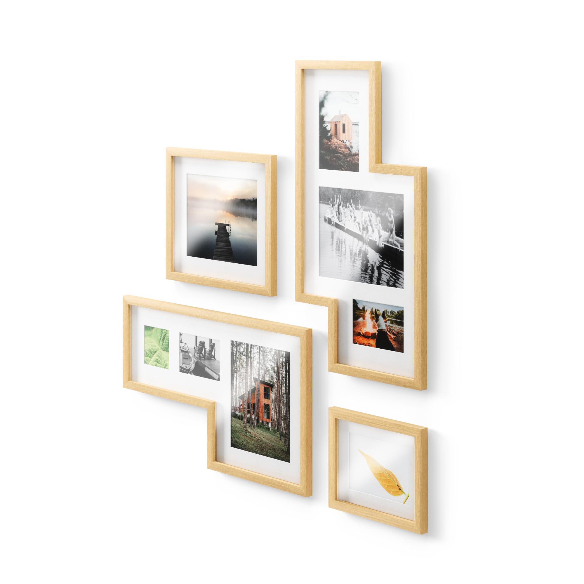 Umbra Mingle Picture Frame Gallery Set of 4, Collage Display for Photos, Prints, Artwork and More, Holds one 4x4, two 4x6, two 5x7 and three 8x10, Natural