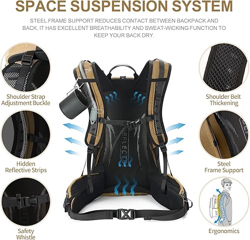 Miniatura 4 de IX INOXTO Mochila de senderismo, mochila de senderismo impermeable con bolsa de agua de 3 litros y cubierta para lluvia, mochila ligera de viaje