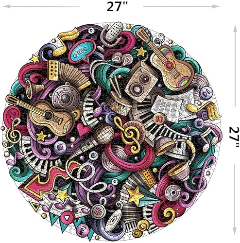 Miniatura 2 de Rompecabezas redondo de 1000 piezas para adultos, rompecabezas musical de graffiti, rompecabezas grueso y resistente, rompecabezas de arte, juego