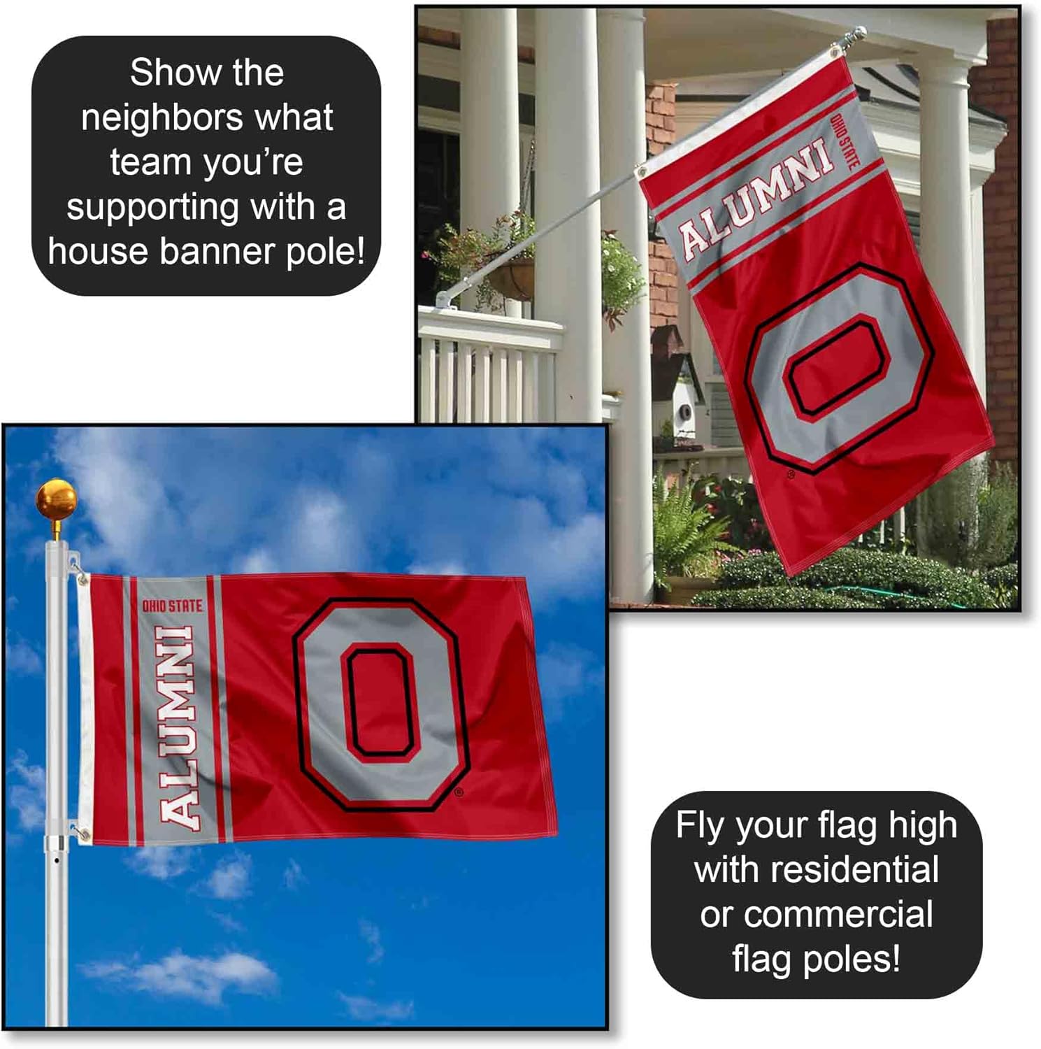 Ohio State University Buckeyes Alumni Large Grommet Banner Flag - Image 3