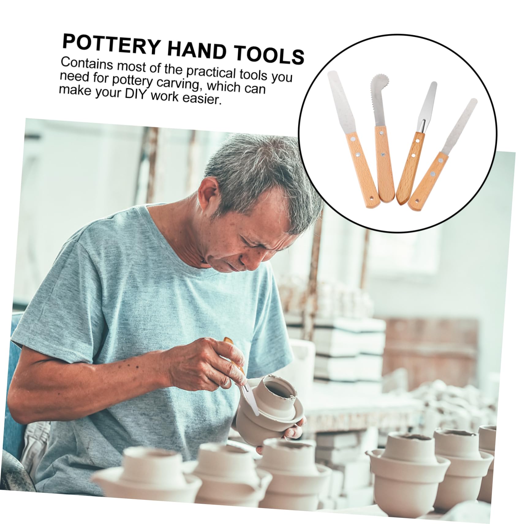 NUOBESTY 3 Ensembles Couteau À Graver Outil Poterie Sculpture Spatule À Plâtre Coupeur Palettiseur Fraise pour Sculpter Coupe Céramique Acier Inoxydable 4 Pièces * 3
