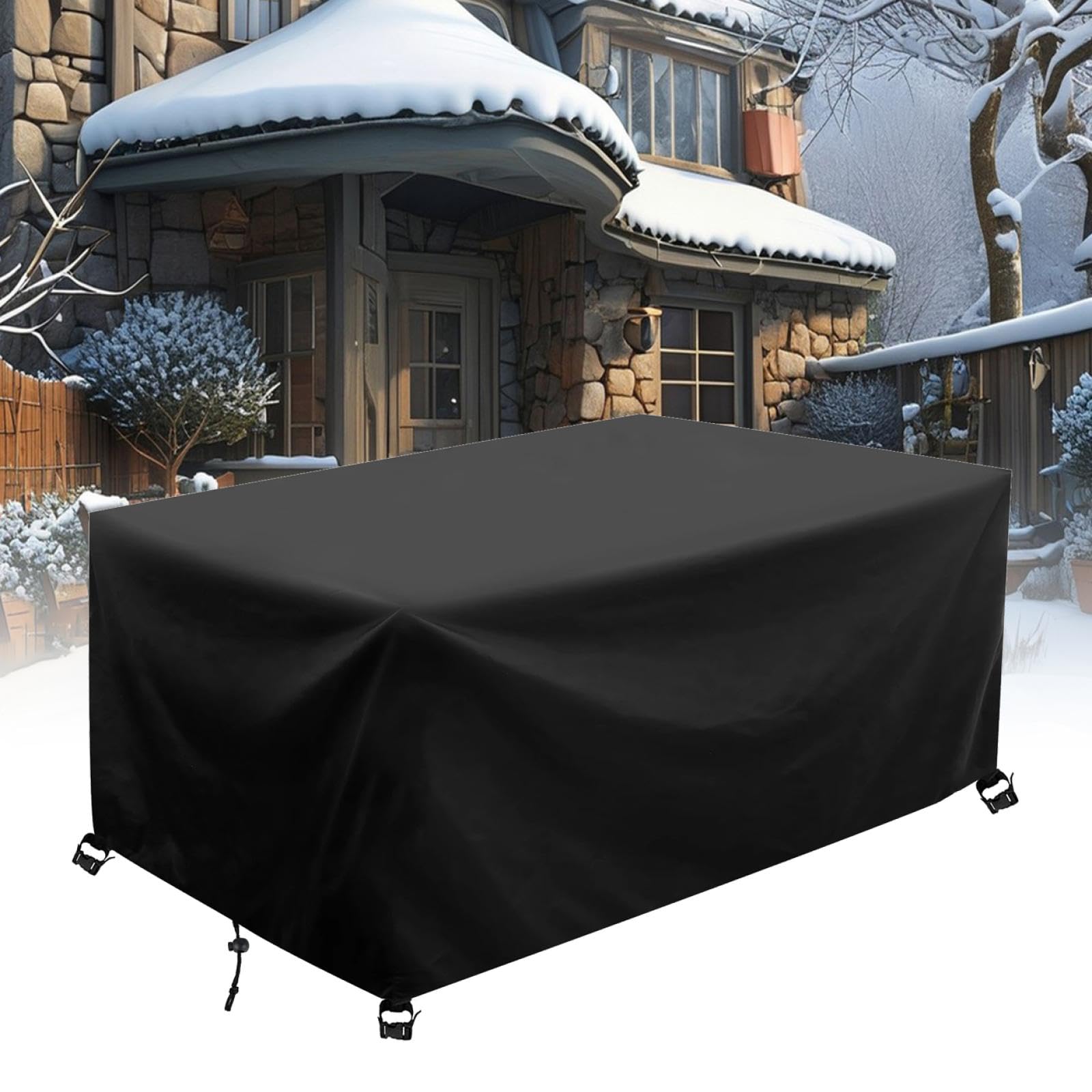 AJALGZ Outdoor Waterproof Storage Covers 120x85x55cm/LxWxH Heavy Duty Oxford Fabric Garden Table Covers Waterproof Rectangular Garden Storage Cover Garden Table and Chairs Cover