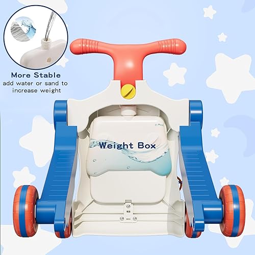 Miniatura 6 de HYES Andador de empuje 5 en 1 para bebé niño, centro de actividades para aprender a caminar, sentarse a pararse, juguetes de aprendizaje temprano