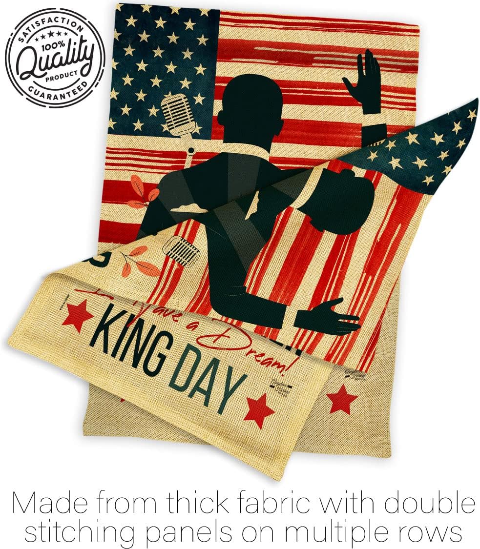 Martin Luther King Lawn Decor Burlap Support Our Troops Banner Pack Wall Art Flag Room Decorations Indoor Outdoor Tapestry Signs African American Heritage Kwanzaa Black History Month Gifts Made In USA