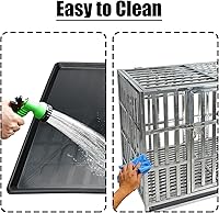 Vista 5 de Confote Jaula para perros de acero inoxidable resistente de 37 pulgadas, alta ansiedad, indestructible y a prueba de escape, para perros pequeños