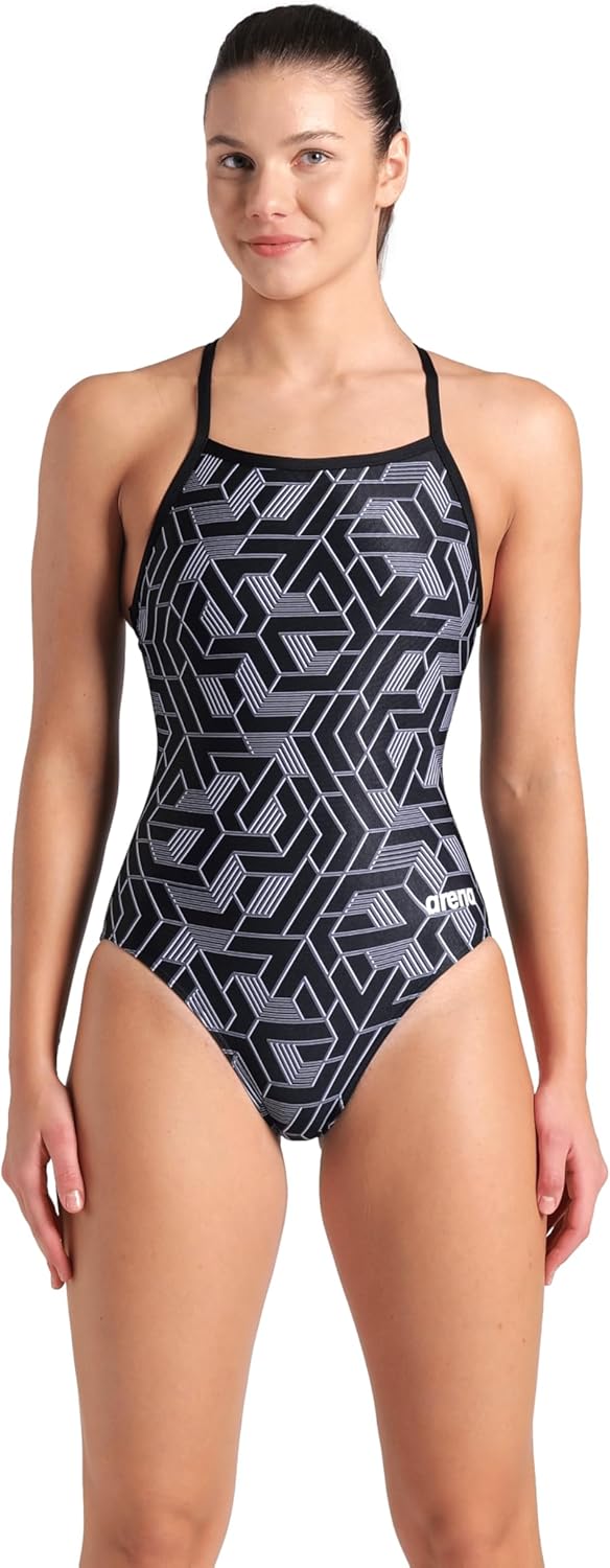 Arena Womens Arena Performance Women's Escape Team Print Light Drop Back Ladies Training Swimsuit