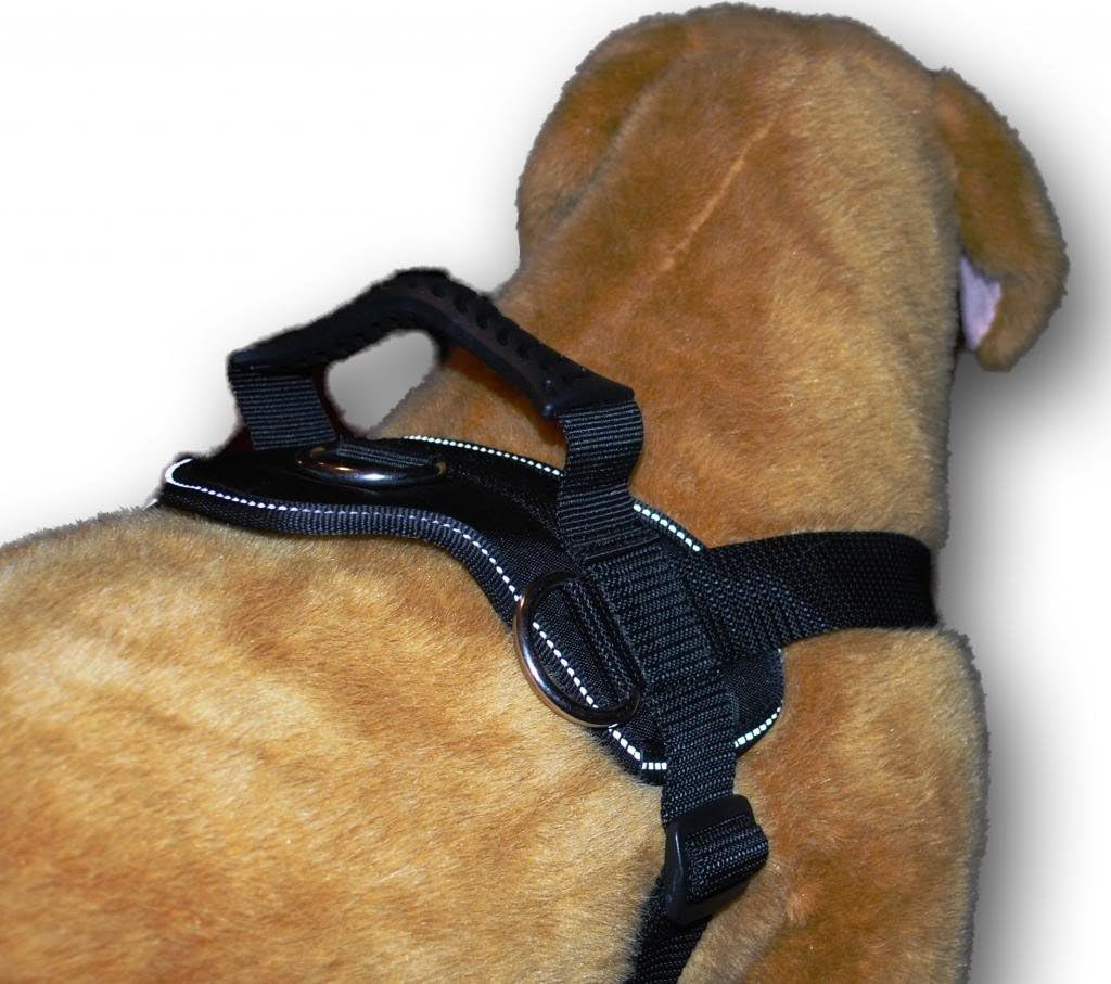 Black Nylon Dog Harness Multipurpose Service Pulling Sport Professional Training Walking Pit Bull Lab for all breeds all sizes variety…