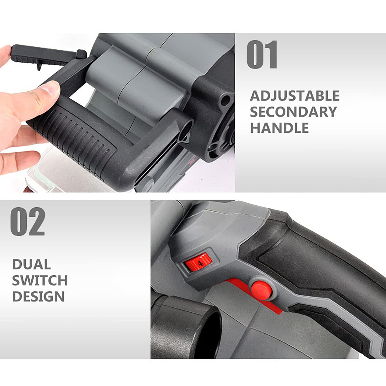 Lijadora De Banda Manual, Lijadora De 1200 W Con Bolsa De Vacío, Ajuste De Velocidad Variable De 6 Velocidades, Utilizada Para Desoxidar Y Pulir Superficies Irregulares De Madera Y Metal