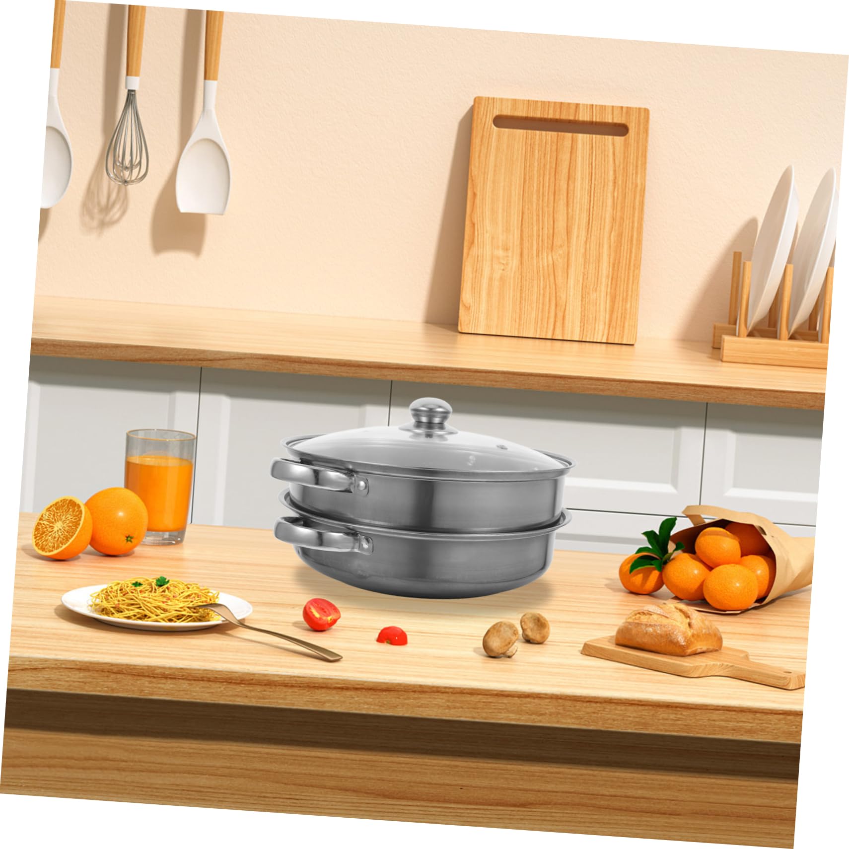 Olla Vaporera Doble Capa De Acero Inoxidable Utensilio Práctico Para Cocinar Al Vapor Apta Para Verduras Pescado y Huevos Accesorios Reutilizables Para Cocina