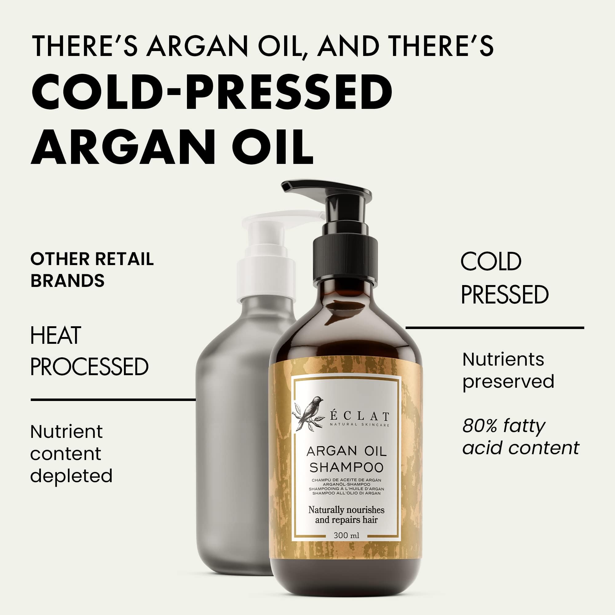 Organic Argan Oil Shampoo - 100% Pure Moroccan Oil for Women & Men - Moisturizing Cold Pressed Argan - Repairs Dry, Frizzy, Damaged Hair - 300 ml