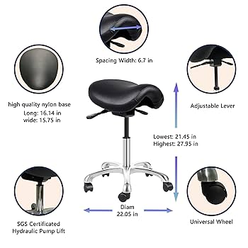 Amazon.com: Ergonomic Adjustable Rolling Saddle Stool Chair