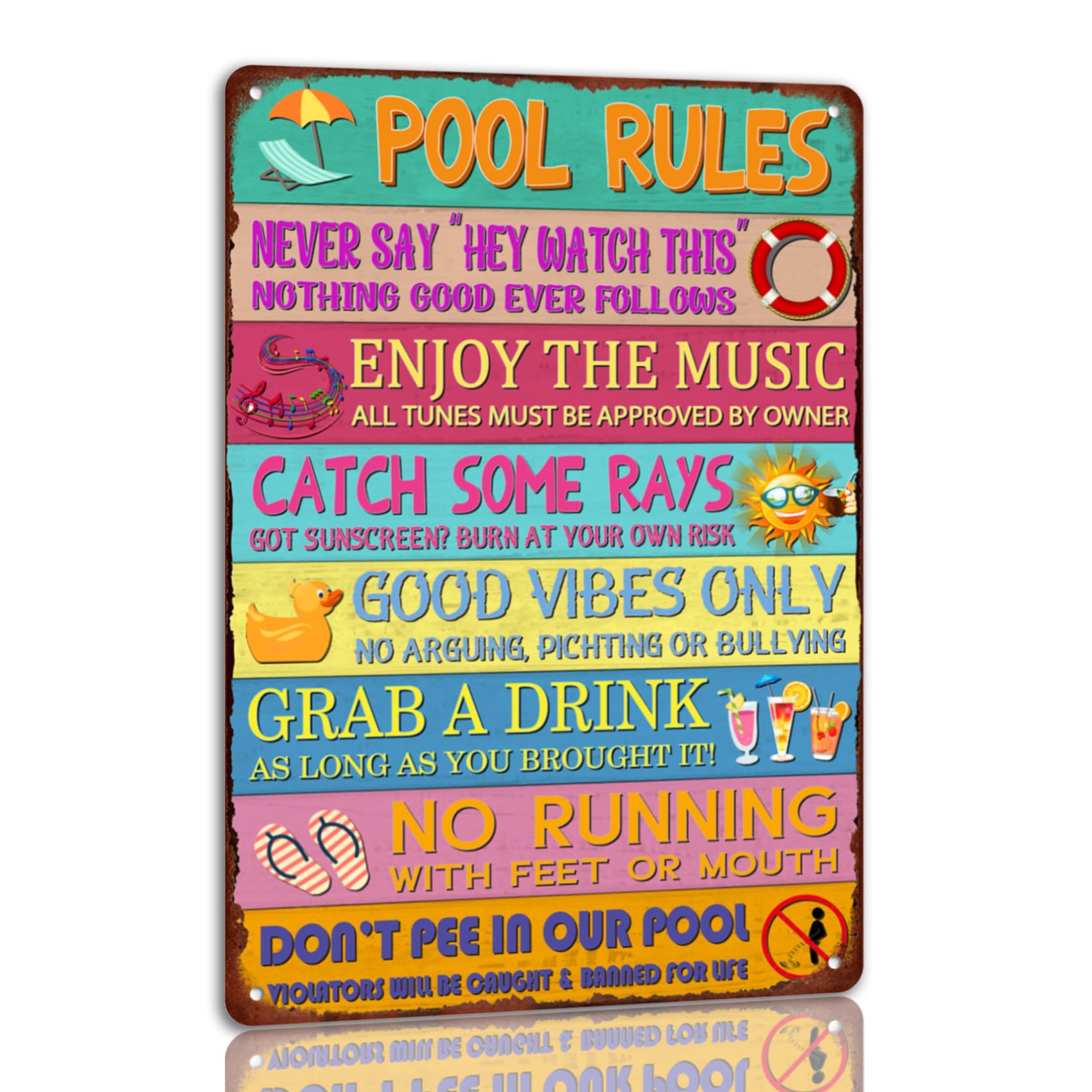 Plaque En Métal Vintage Avec Inscription « Please No Peeing In The Pool » - 20,3 X 30,5 Cm - Décoration Murale Rétro Pour Maison, Cuisine, Bord De Mer, Piscine, Clôture Extérieure