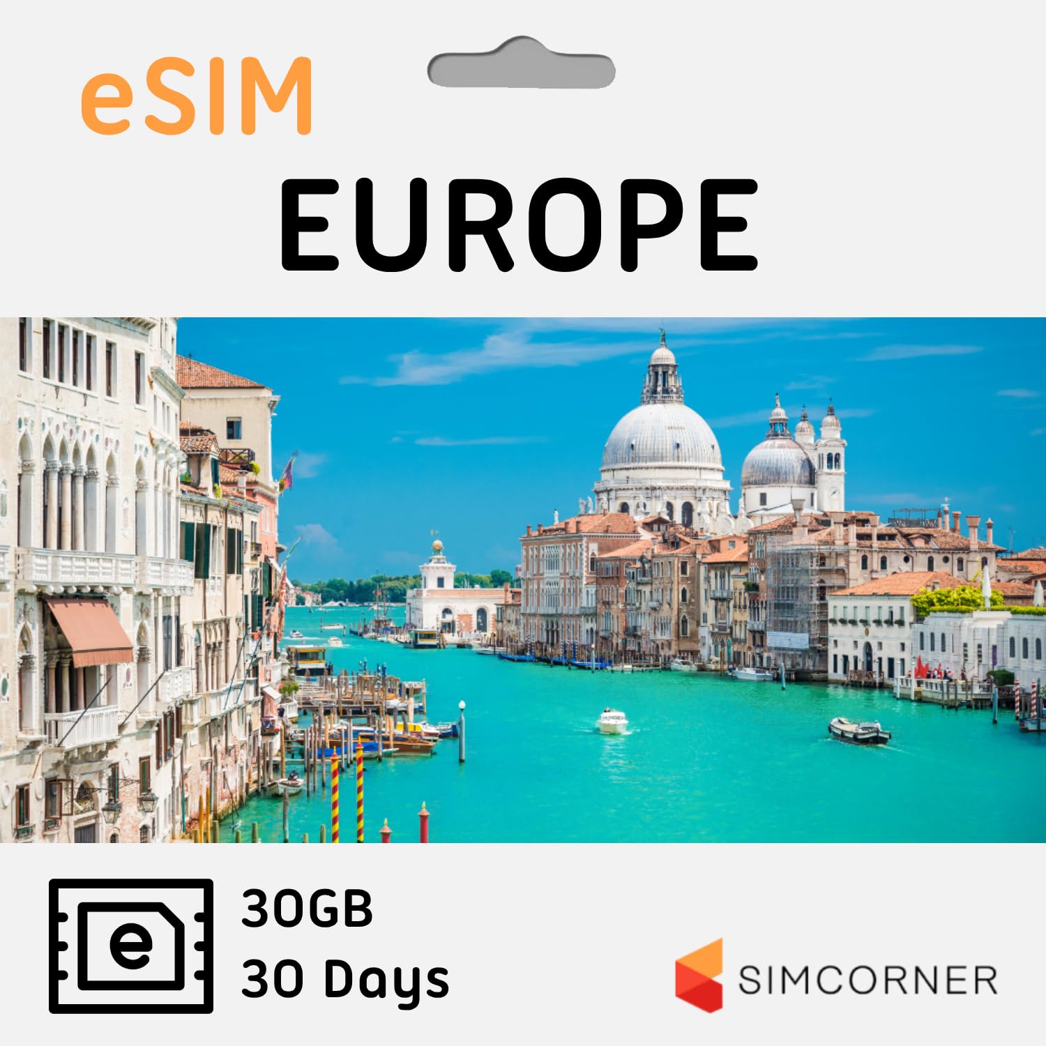 SimCorner Europe & UK Travel eSim Card - 30GB Data, Calls within UK & EU For 30 Days. Use In 50 Countries. Includes 25€ credit for calls. International Travel eSIM Card For Mobile Phones