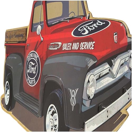 Miniatura 4 de Letrero de metal en relieve para pared de Ford Red Vintage Pick Up Truck - Letrero clásico de Ford Truck para garaje o cueva de hombre
