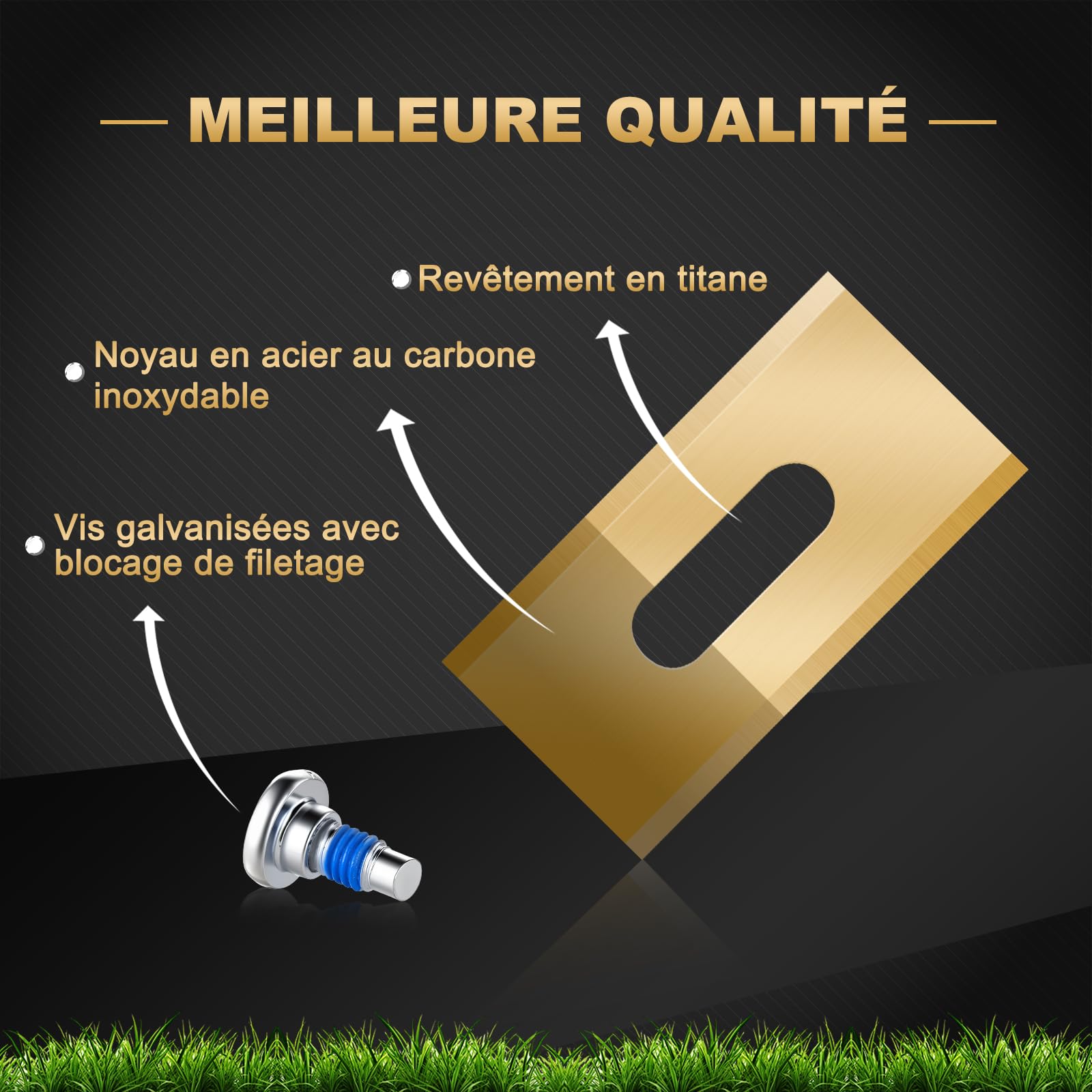 36 pièces de lames Endurance compatibles avec TOUS les robots tondeuses Husqvarna, lames de remplacement durables en titane, y compris des vis avec revêtement de sécurité