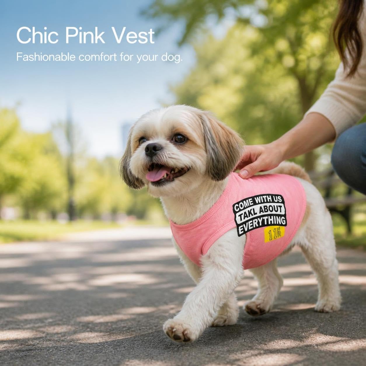 Gilet Chien en Coton, Été, Rose, Rose, S