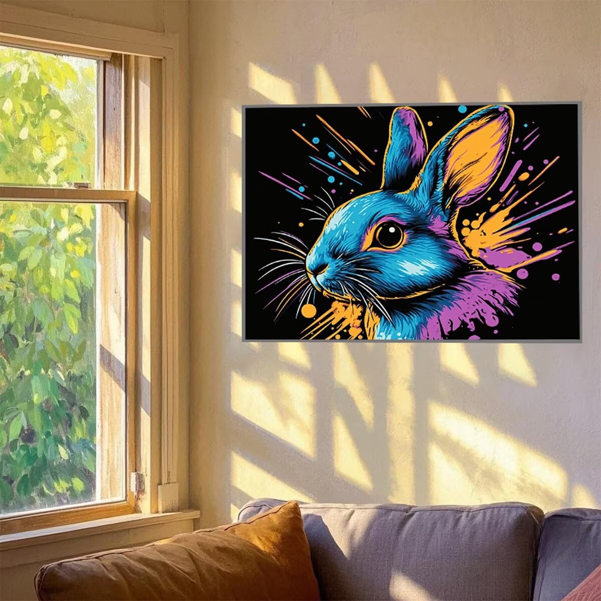 Kaninchen Dipingere con i Numeri Animale Dipingere con i Numeri per Adulti Bambini Principianti, Fai da te Paint by Numbers Kit Artigianato Hobby Adulti, La Decora la Casa Regalo 90 x 120 cm 20-G