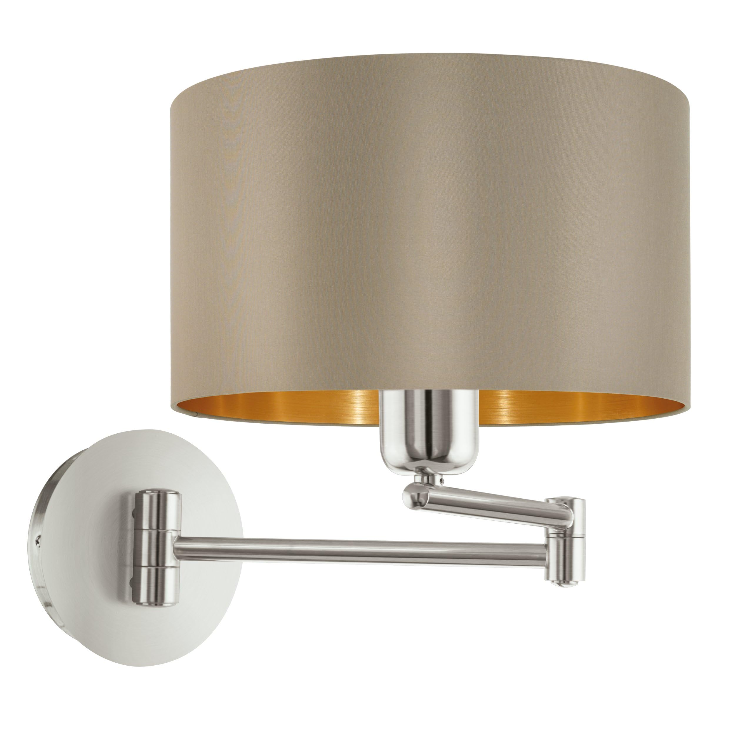 Eglo Light/Gold Maserlo Matt Nickel Swing Arm Wall With A Taupe And Sh