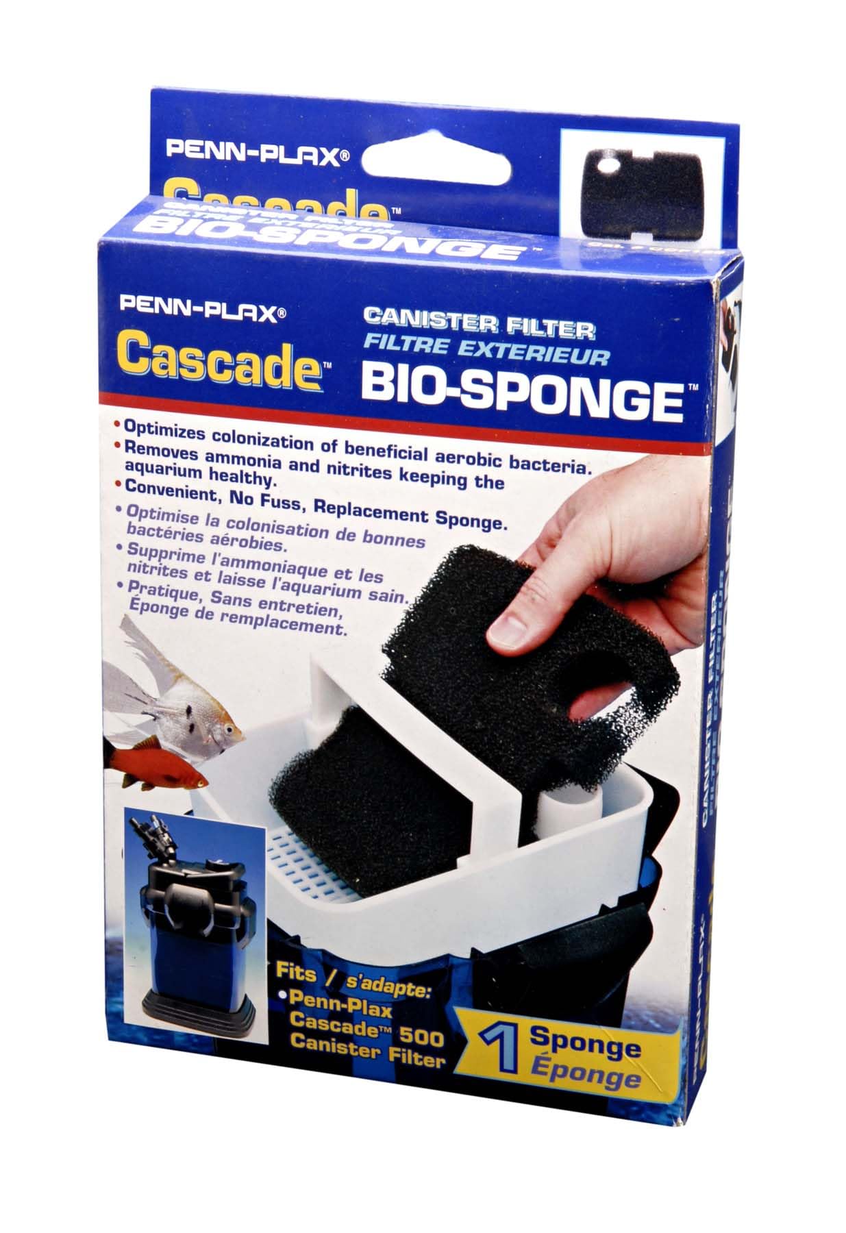 Penn-Plax Cascade 500/350 GPH Canister Filter Aquarium Bio Sponge Replacement, 1 Pack