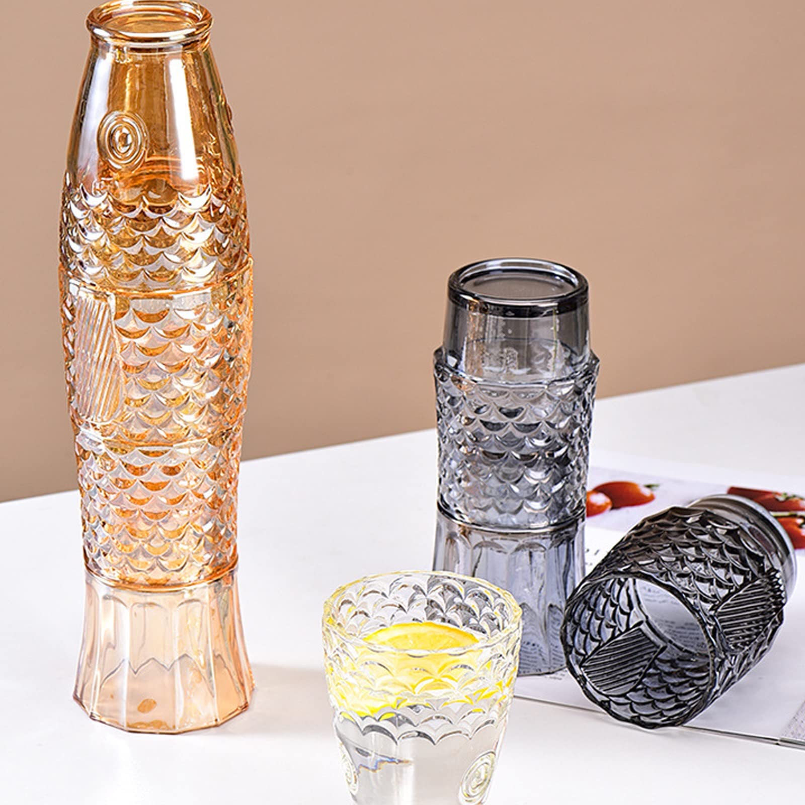 Kolorowe szklanki do picia z rybami koi, zestaw 4 trwałych, galwanizowanych szklanek do napojów gazowanych, mleka, piwa i napojów alkoholowych, wykwintna szara opcja kolorystyczna