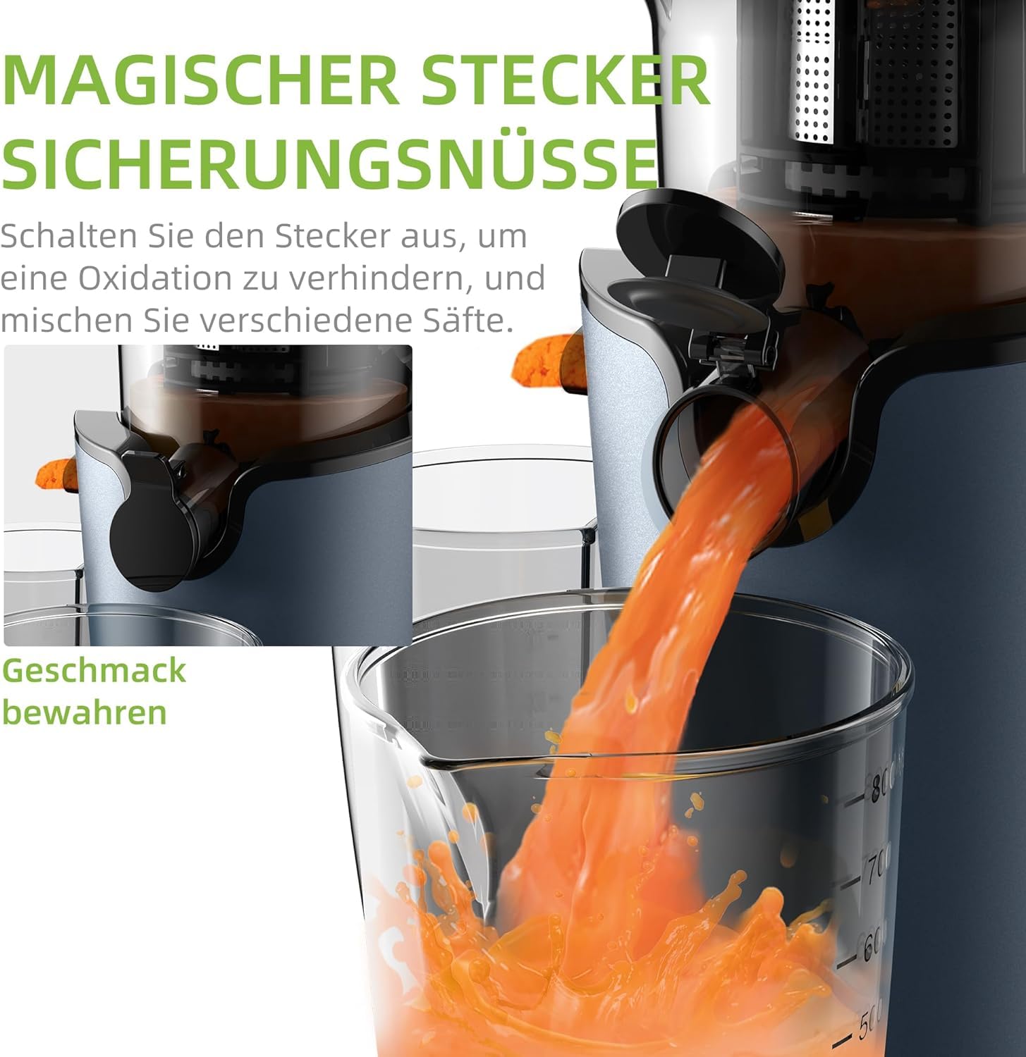 Biolomix Centrifugeuse Slow Juicer 7.8 Cm Ouverture Large 200W - Extraction Froide Silencieuse Pour Fruits Et Légumes