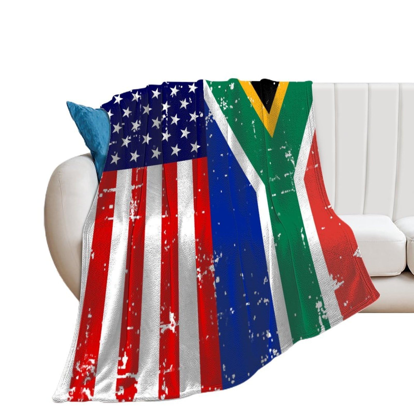 Nclqvjxzkhw Men's Style Am-Ericans South African Flag Flannel Blanket Soft Throw Blankets Bed Couch Sofa Travel