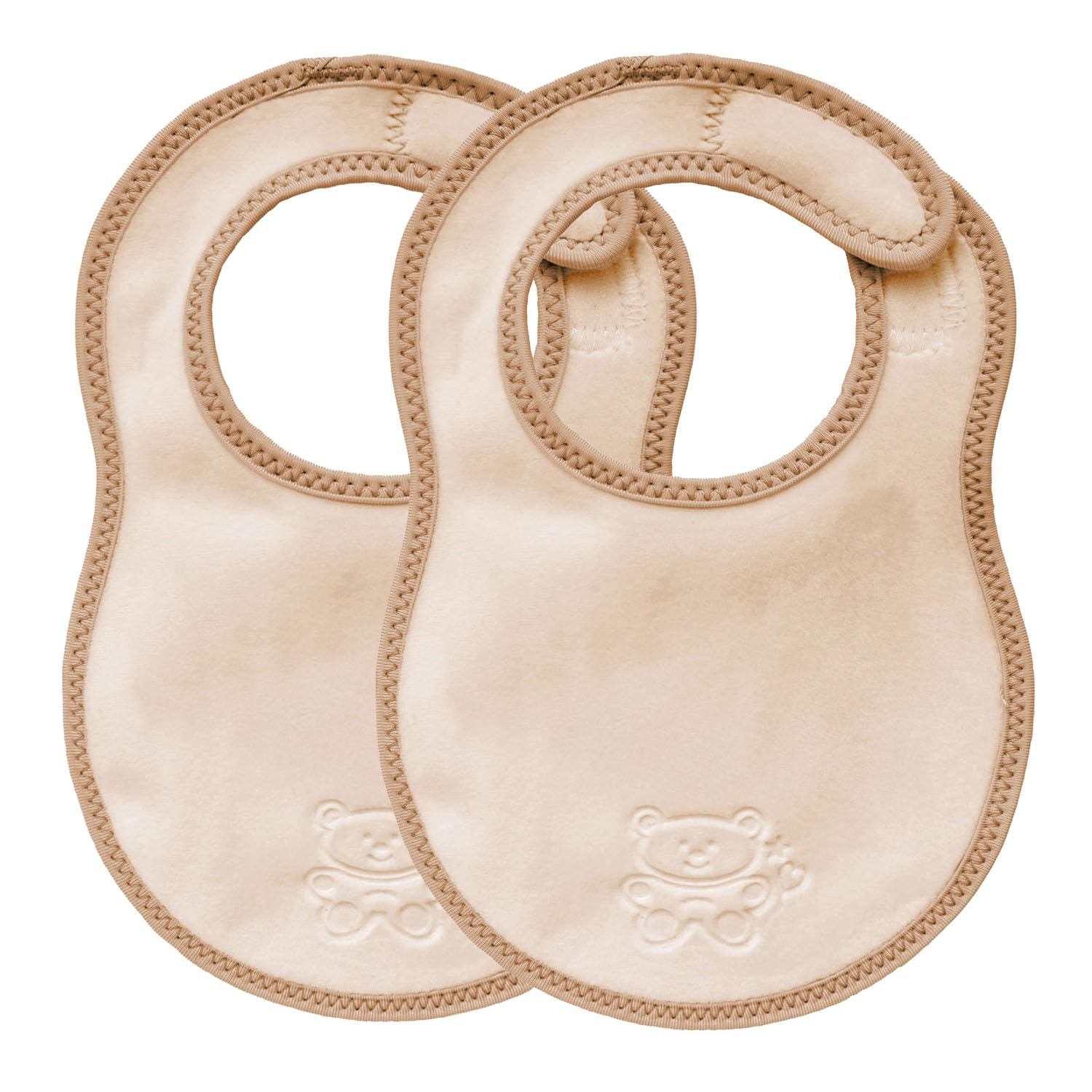 Bibetta Newborn Bibs 2 Pack - Soft Plush & Waterproof Baby Bibs for Newborns Feeding and Dribble (Cream)