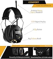 Vista 4 de E8830 auriculares con radio digital AM FM, protección auditiva con reducción de ruido de 25dB, orejeras de seguridad, cómodos protectores auditivos