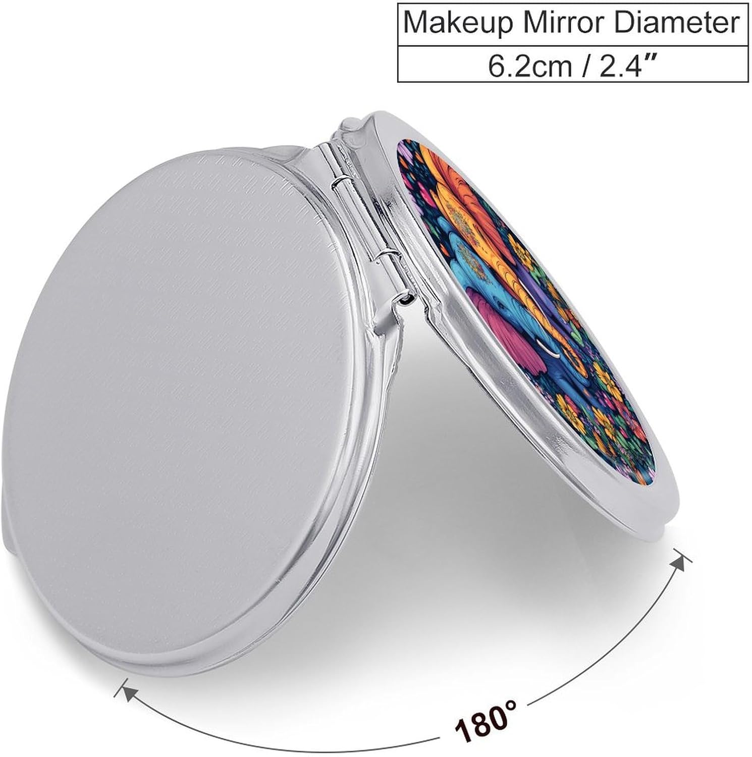 Elephant Couple in Love Flower Compact Makeup Mirror Mini Foldable Cosmetic Mirror Portable Travel Mirror for Purse Pocket